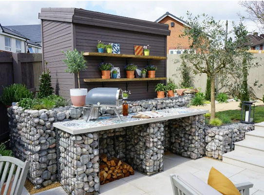 Uniek ontwerp creëert tuin gabion manden voor decoratieve toevoegingen aan tuinen parkeerplaatsen