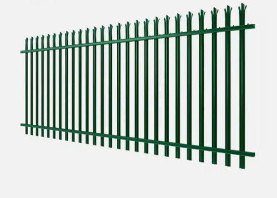 Groen warm gedompeld gegalvaniseerd driehoekig palisade omheining met hoek bleek voor goede veiligheid